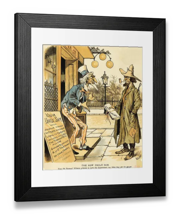 Framed Print : Farmer Getting Mortgage From Uncle Sam Framed Print : Farmer Getting Mortgage From Uncle Sam
