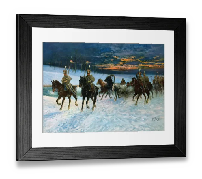 Framed Print : Lithograph of Napoleon and His Troops Framed Print : Lithograph of Napoleon and His Troops