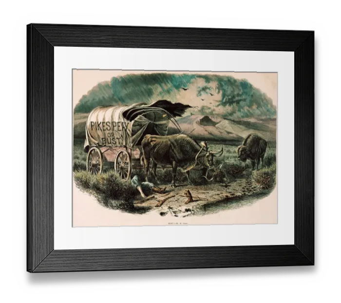 Framed Print : Man Resting on Pikes Peak with his Wagon Framed Print : Man Resting on Pikes Peak with his Wagon