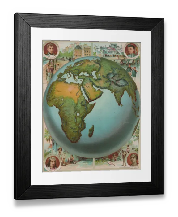 Framed Print : Color Print of the Eastern Hemisphere Framed Print : Color Print of the Eastern Hemisphere