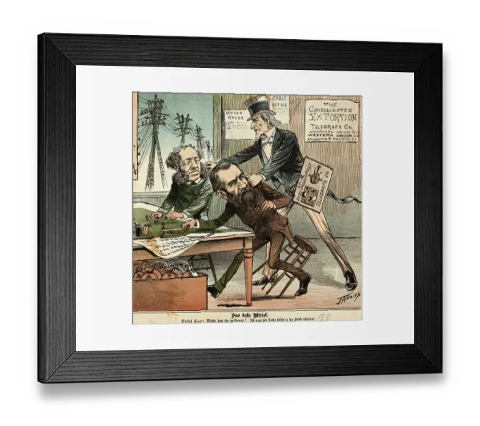 Framed Print : Political Cartoon Targeting Telegraphs Framed Print : Political Cartoon Targeting Telegraphs