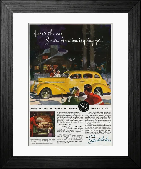 Framed Print : 1936 Studebaker Advertisement Framed Print : 1936 Studebaker Advertisement