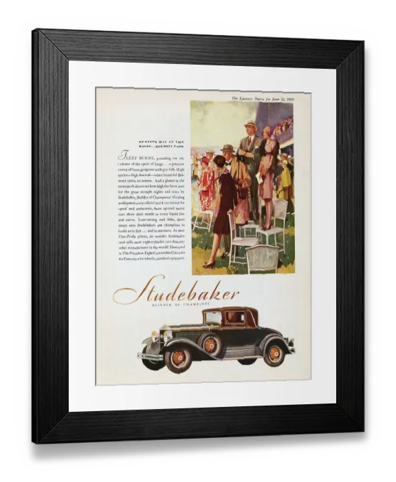 Framed Print : 1929 Studebaker Advertisement Framed Print : 1929 Studebaker Advertisement