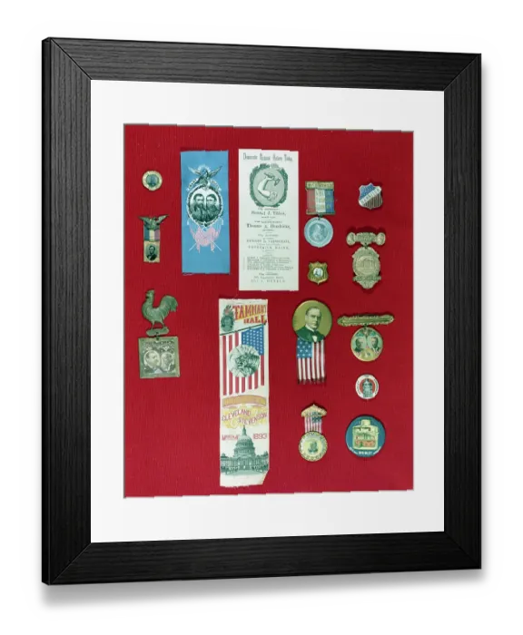Framed Print : Display of Early Campaign Memorabilia Framed Print : Display of Early Campaign Memorabilia
