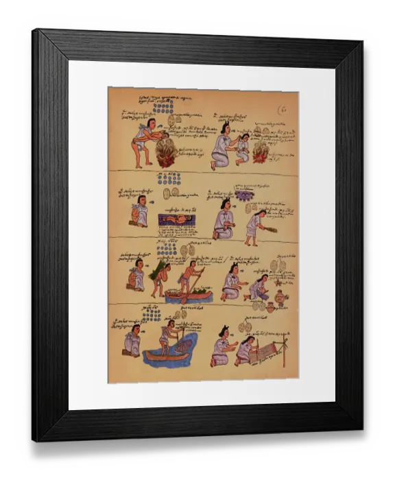 Framed Print : Scenes of Everyday Life from an Aztec Manuscript Framed Print : Scenes of Everyday Life from an Aztec Manuscript