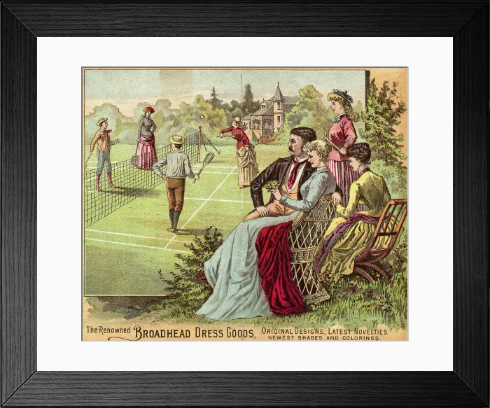 Framed Print : Advertisement with People Watching Tennis Framed Print : Advertisement with People Watching Tennis