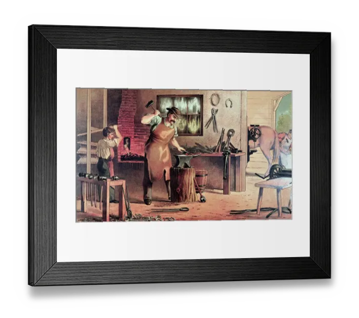 Framed Print : Blacksmith Shop Scene Framed Print : Blacksmith Shop Scene