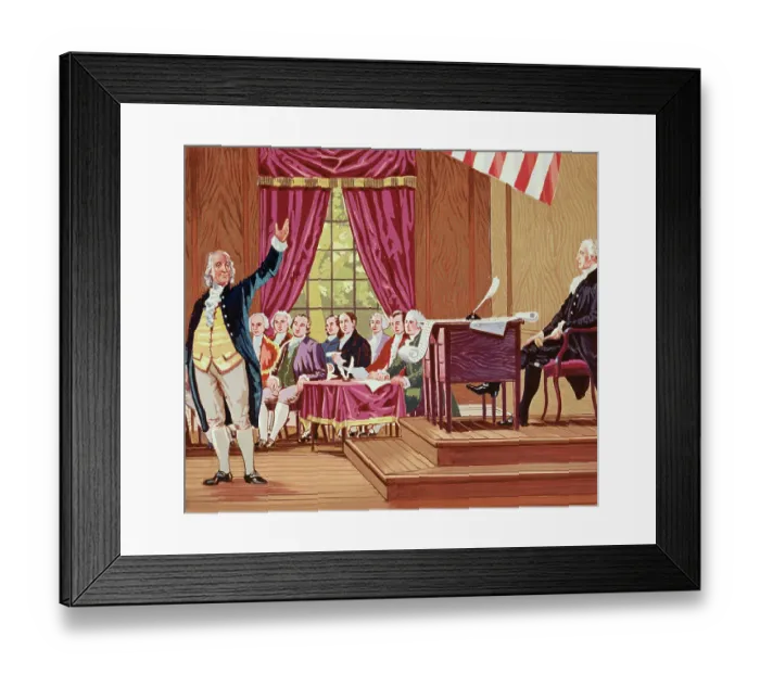 Framed Print : Benjamin Franklin Gesturing and Speaking in Constitutional Convention Framed Print : Benjamin Franklin Gesturing and Speaking in Constitutional Convention