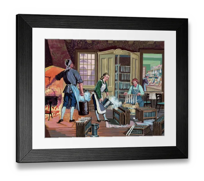 Framed Print : Workers Making Candles Framed Print : Workers Making Candles