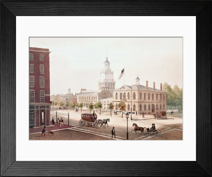 Framed Print : Pedestrians and Travelers on Street at Philadelphia State House Framed Print : Pedestrians and Travelers on Street at Philadelphia State House