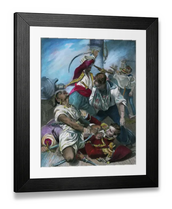 Framed Print : Stephen Decatur Fighting Algerian Framed Print : Stephen Decatur Fighting Algerian