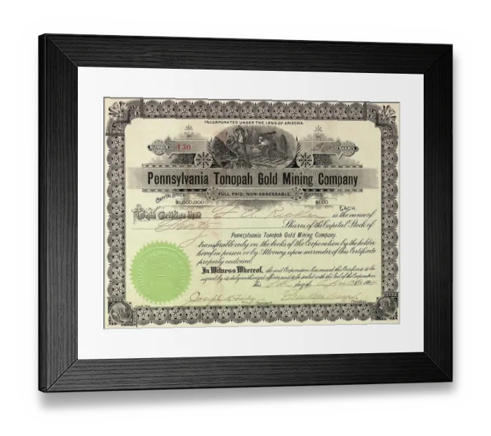 Framed Print : Depiction of Pennsylvania Mining Company Stock Framed Print : Depiction of Pennsylvania Mining Company Stock