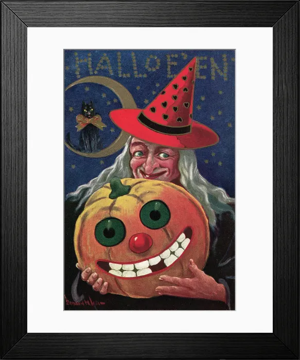 Framed Print : Witch Holding a Pumpkin Framed Print : Witch Holding a Pumpkin