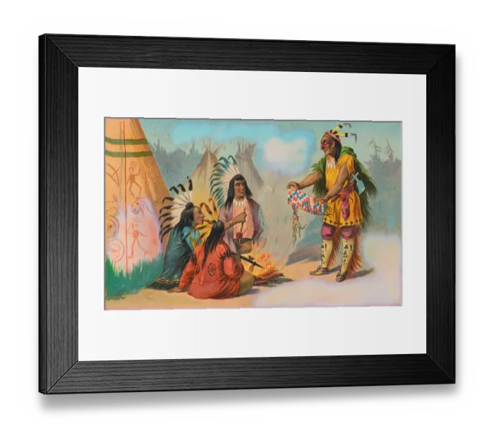 Framed Print : Native Indians Sitting Around Campfire Framed Print : Native Indians Sitting Around Campfire
