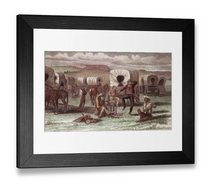 Framed Print : Wagon Train Camp Enjoying Banjo Playing Framed Print : Wagon Train Camp Enjoying Banjo Playing