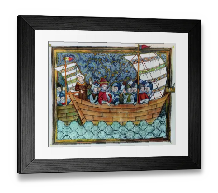 Framed Print : 13th-Century Miniature Painting of Crusaders Crossing the Bosporus