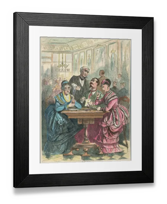 Framed Print : People Enjoying Ice Cream at Cafe