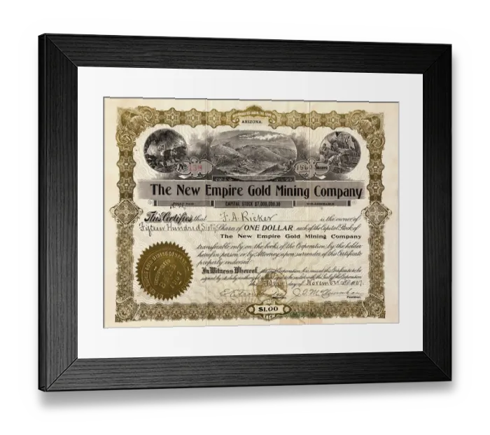 Framed Print : Stock Certificate for One Dollar Framed Print : Stock Certificate for One Dollar