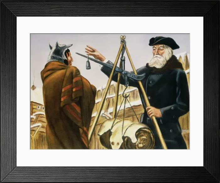 Framed Print : Merchant Weighing Native's Furs Framed Print : Merchant Weighing Native's Furs