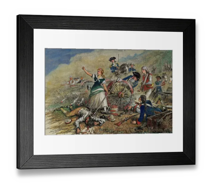 Framed Print : Color Engraving of Molly Pitcher at the Battle of Monmouth Framed Print : Color Engraving of Molly Pitcher at the Battle of Monmouth