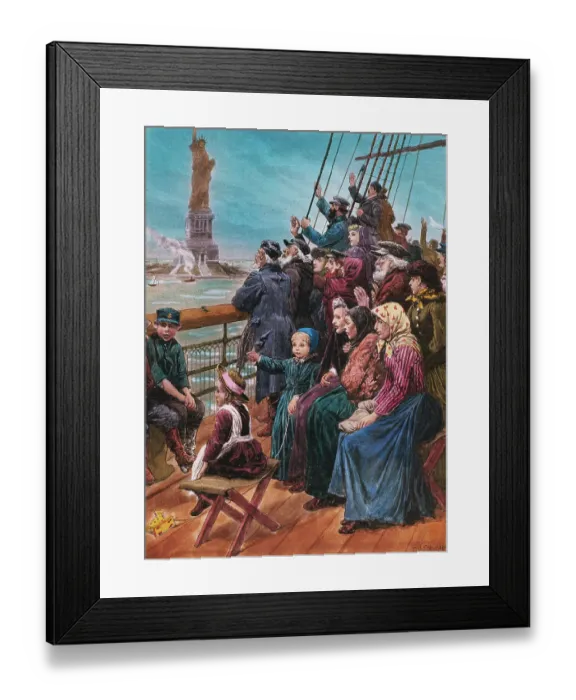 Framed Print : Jewish Immigrants on Ship near Statue of Liberty Framed Print : Jewish Immigrants on Ship near Statue of Liberty