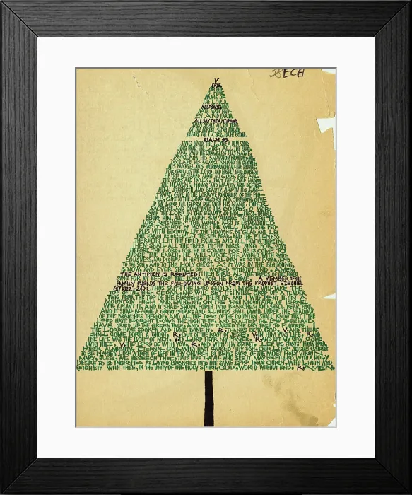 Framed Print : Psalm 95 Taking Form of Christmas Tree