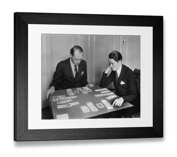 Framed Print : Men playing bridge