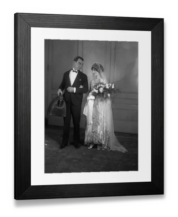 Framed Print : Studio shot of newly wed couple Framed Print : Studio shot of newly wed couple