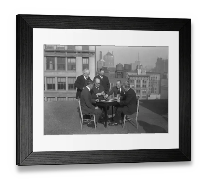 Framed Print : Men playing cards on rooftop Framed Print : Men playing cards on rooftop