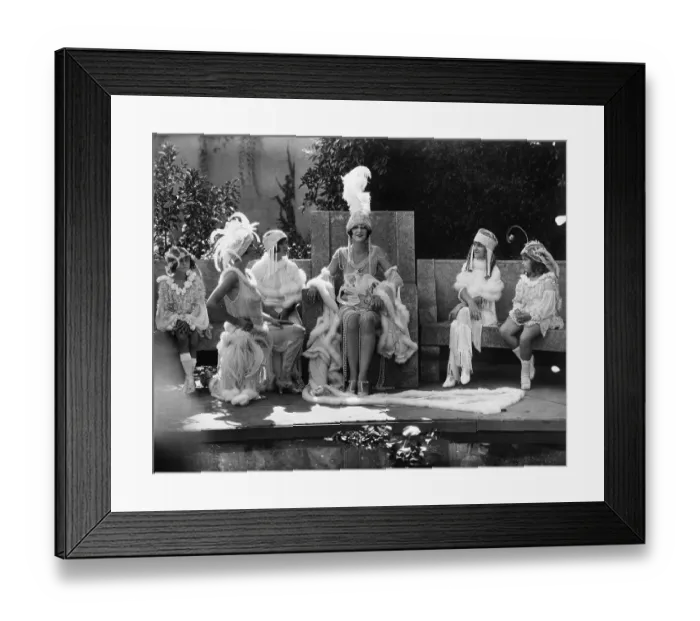 Framed Print : Women and girls wearing stage costumes Framed Print : Women and girls wearing stage costumes