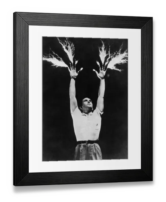 Framed Print : Man with lightning coming out of his hands Framed Print : Man with lightning coming out of his hands