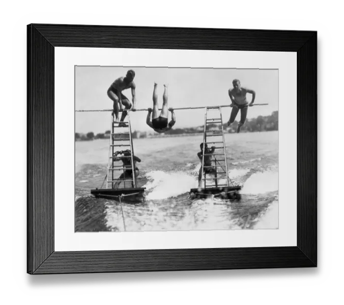 Framed Print : Acrobats on lake