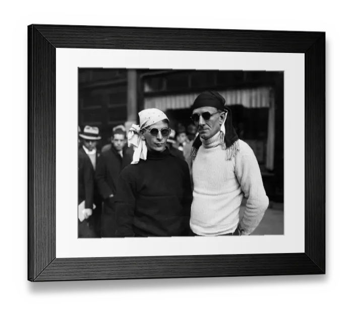 Framed Print : Portrait of two men wearing sunglasses and headscarves Framed Print : Portrait of two men wearing sunglasses and headscarves