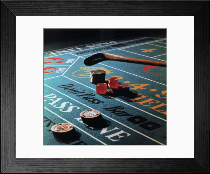 Framed Print : Dice and Chips on Craps Table Framed Print : Dice and Chips on Craps Table
