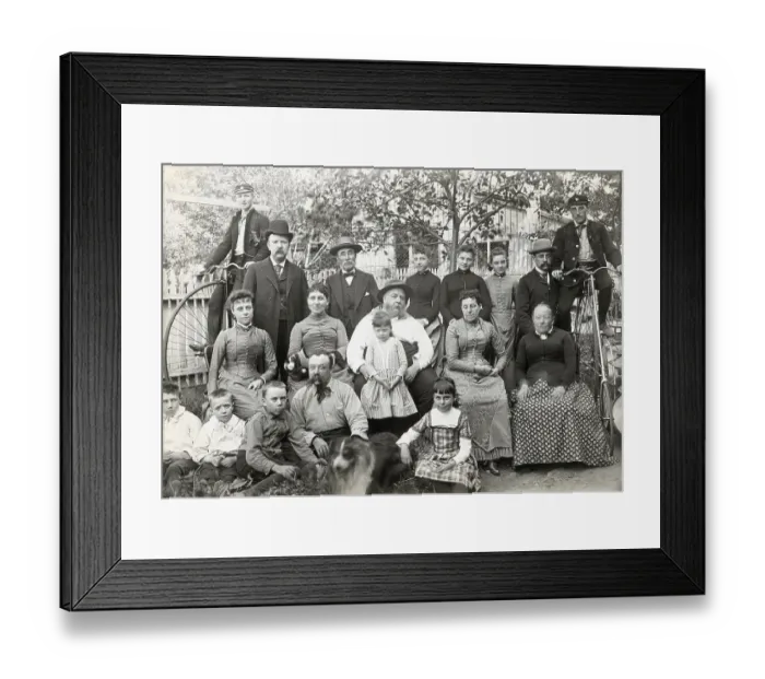 Framed Print : Large Family Assembled In Backyard Framed Print : Large Family Assembled In Backyard
