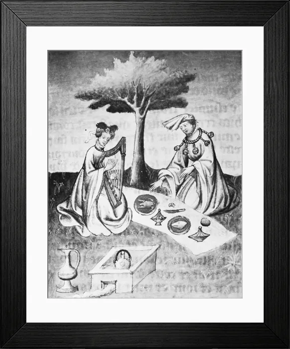 Framed Print : Isolde Plays The Harp To Entertain