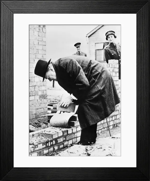 Framed Print : Winston Churchill Laying Brick Framed Print : Winston Churchill Laying Brick