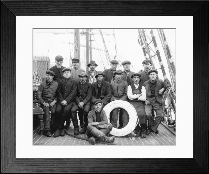 Framed Print : Sailors Aboard the Bencairn Bark, a sailing ship Framed Print : Sailors Aboard the Bencairn Bark, a sailing ship