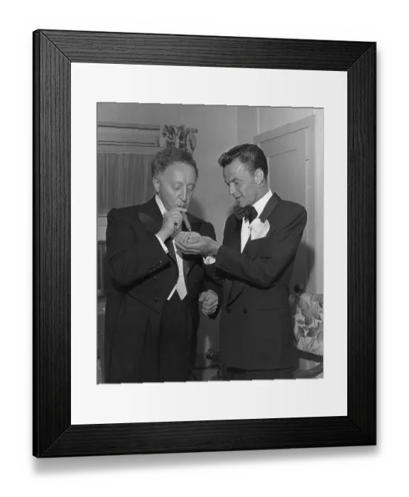 Framed Print : Frank Sinatra Lights Cigar For Pianist Framed Print : Frank Sinatra Lights Cigar For Pianist