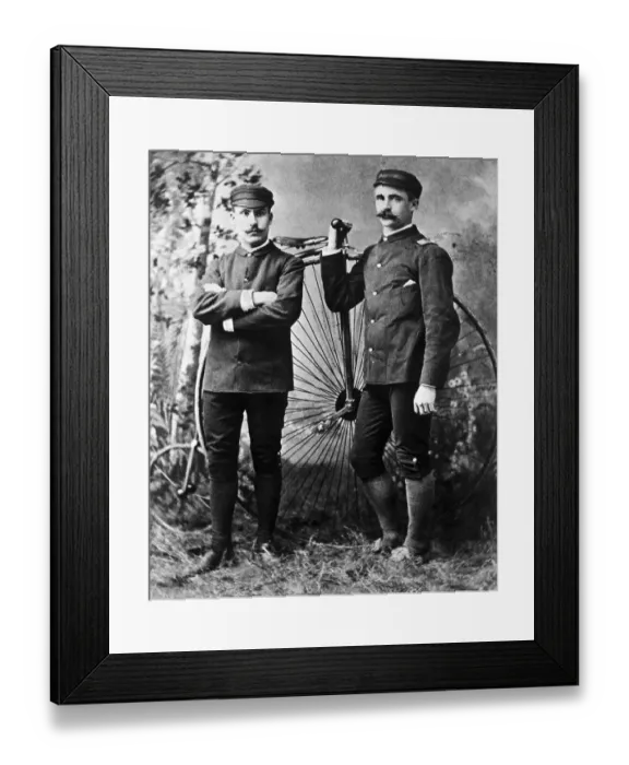 Framed Print : 2 Wheelmen Front Of Penny-Farthing (Bicycle) Framed Print : 2 Wheelmen Front Of Penny-Farthing (Bicycle)