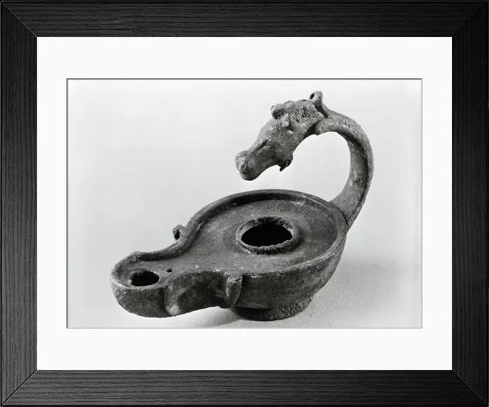 Framed Print : Ancient Egyptian Horse Head-Shaped Oil Lamp Framed Print : Ancient Egyptian Horse Head-Shaped Oil Lamp