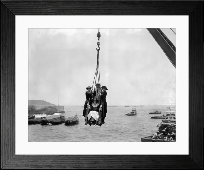 Framed Print : People Using a Crane to Come Ashore Framed Print : People Using a Crane to Come Ashore