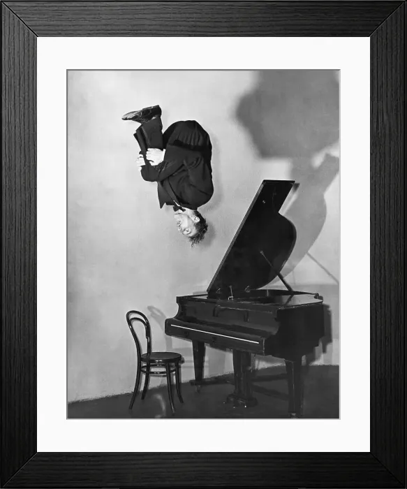 Framed Print : Man Doing Flip Of Piano In 1953