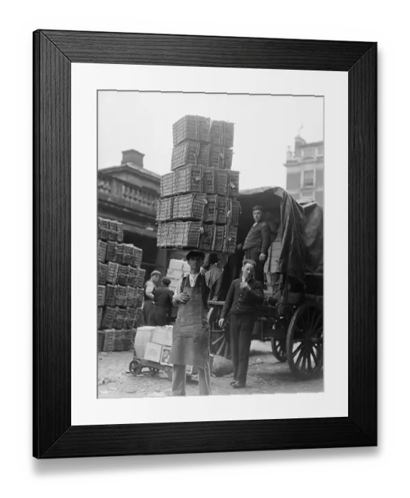 Framed Print : Man Holding Market Baskets On Head Framed Print : Man Holding Market Baskets On Head