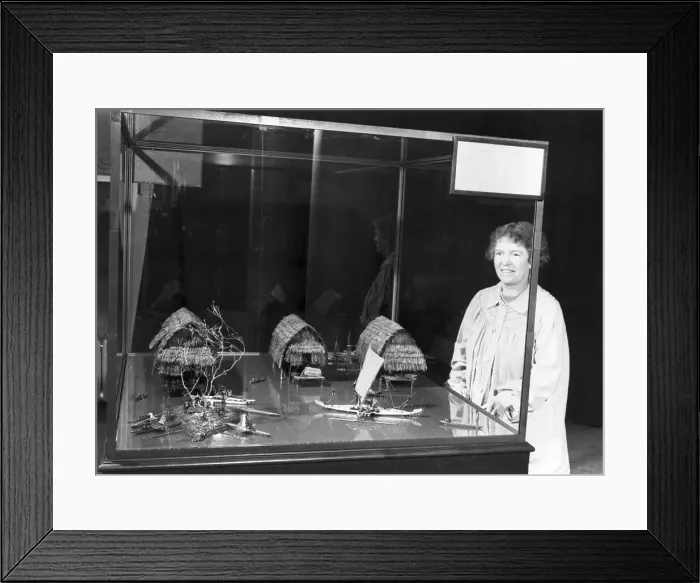 Framed Print : Margaret Mead With Village Model Framed Print : Margaret Mead With Village Model