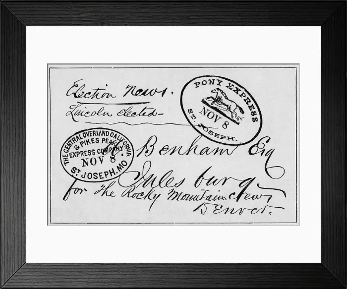 Framed Print : First Letter Carried by Pony Express Framed Print : First Letter Carried by Pony Express