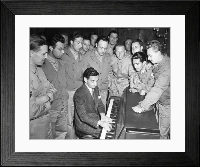 Framed Print : Irving Berlin Playing Piano;Us Troops Framed Print : Irving Berlin Playing Piano;Us Troops