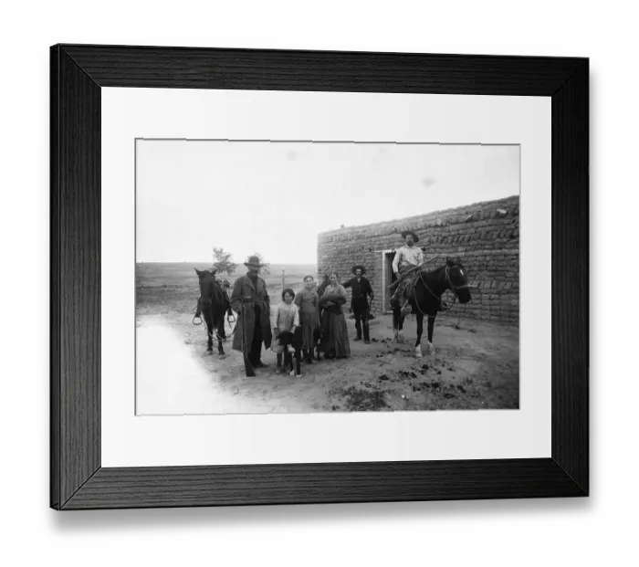 Framed Print : New Mexican Settlers In Front Of House Framed Print : New Mexican Settlers In Front Of House