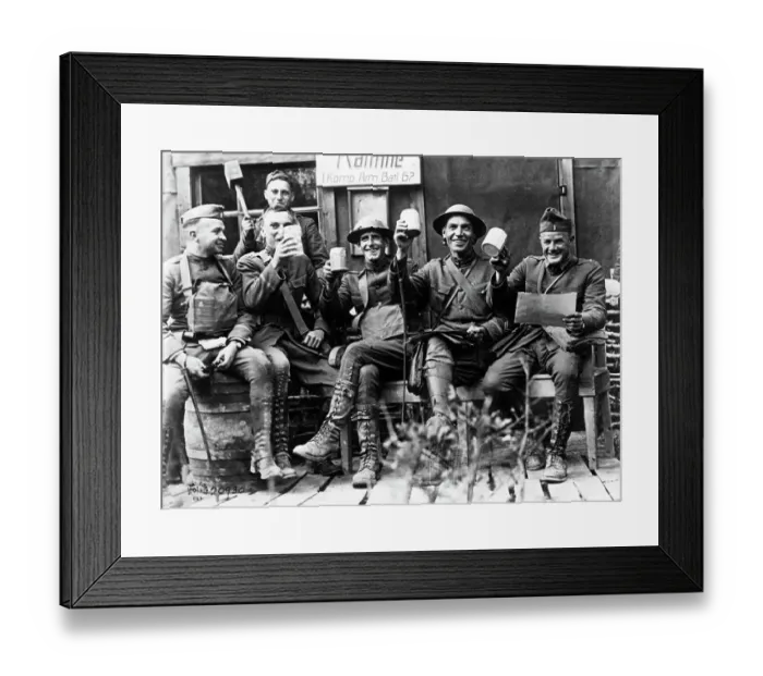 Framed Print : World War I Buddies Have A Drink Framed Print : World War I Buddies Have A Drink