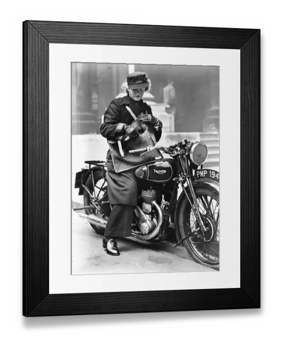 Framed Print : Woman Mail Carrier On Motorcycle Framed Print : Woman Mail Carrier On Motorcycle